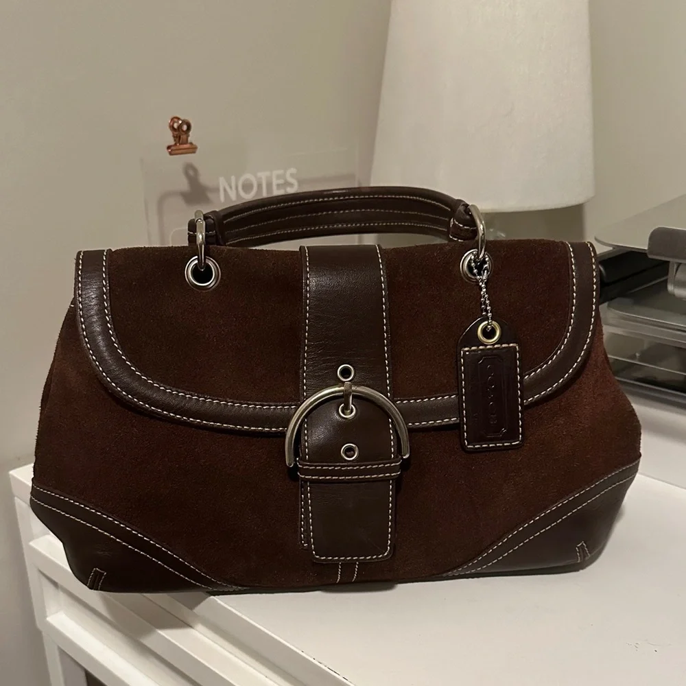 Coach Dark Brown Leather and Suede Briefcase